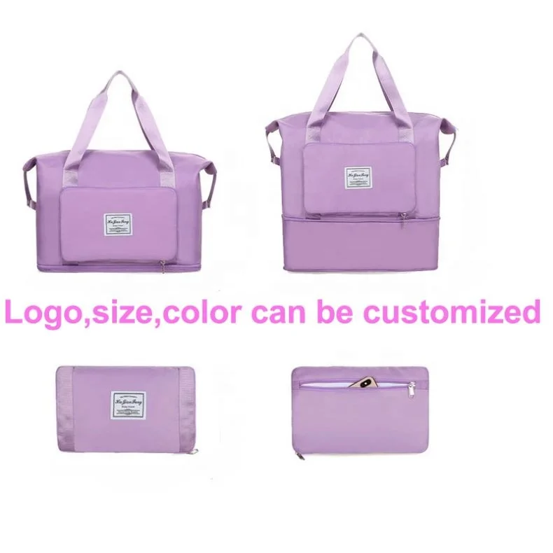 Top Seller Foldable Expandable Dry Wet Waterproof Duffel Bag Holdall Yoga Weekend Shoulder Gym Luggage Travel Tote Women