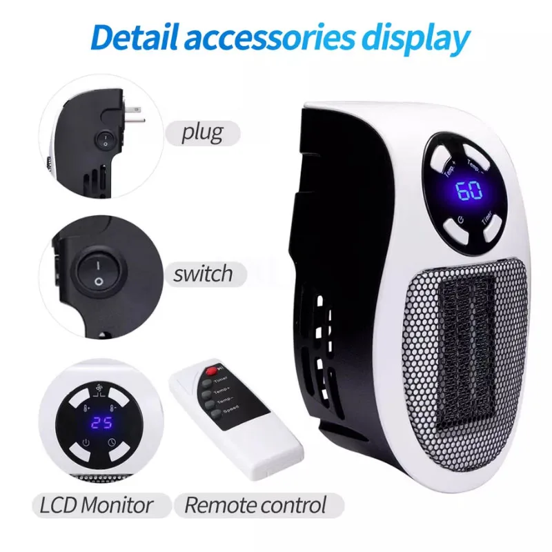 Winter Warm Bathroom Home Room Portable Room Electric Fan Heater 500W Plug In Mini Electric Heater