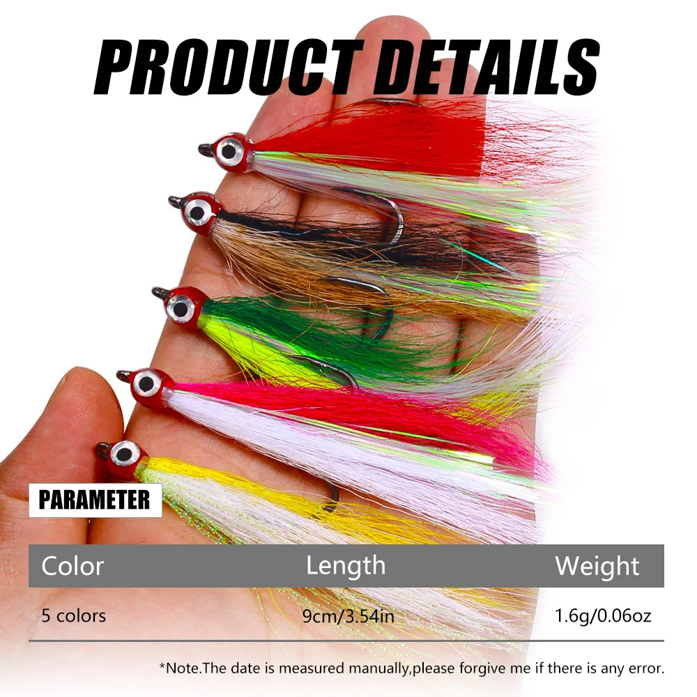 New 5pcs/bag high carbon steel fishing hook 3D eye with feather round hook jigging assist hook