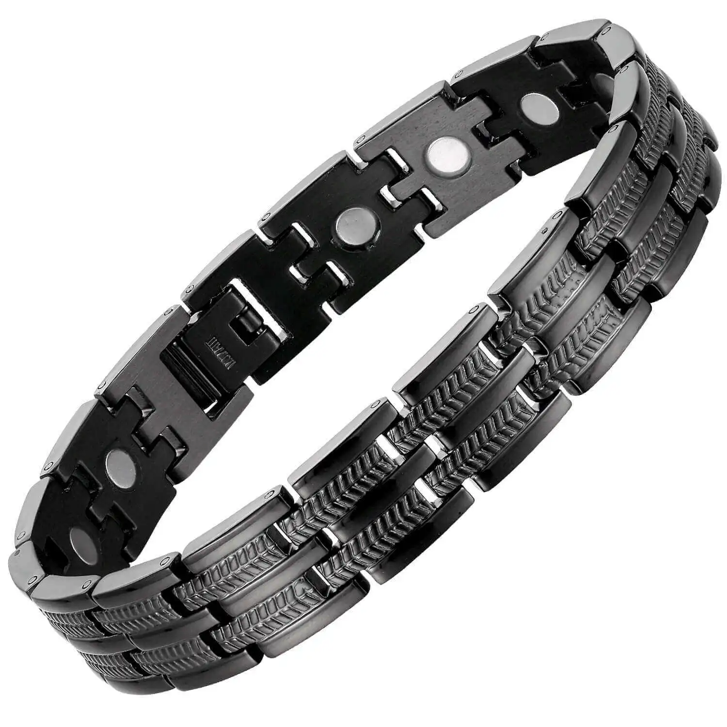 Hot Seller Wholesale Fashion Classic Titanium Bracelet Black Plating All Magnet Unisex Magnetic Bracelet