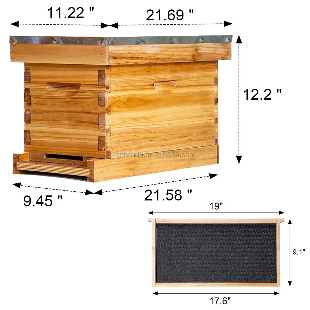 Unassembled 10-Frame Deep Bee Box New Beeswax Beehive Box for Beekeeping and Farm Industries