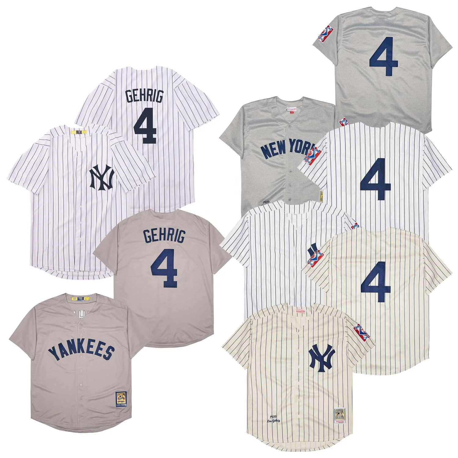 1939 классическая мужская рубашка в стиле Нью-Йорк #4 Lou Gehrig, бейсбольная Футболка с вышивкой, спортивная одежда в стиле ретро