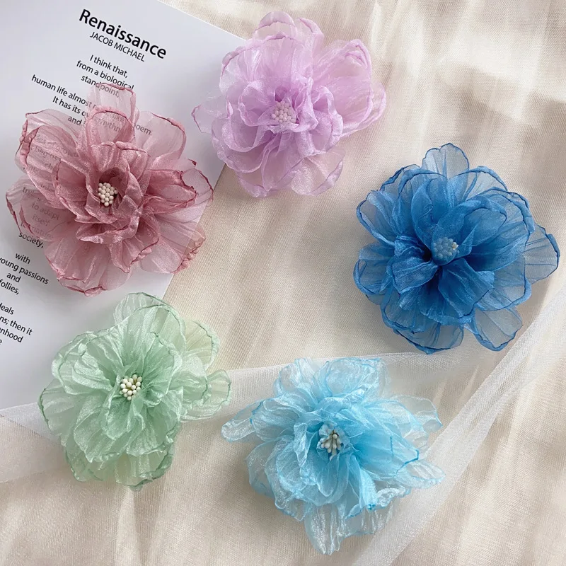 Hot Selling Chiffon Fabric Flower Headwear Hair Shoes Accessories Artificial Decorative Flower