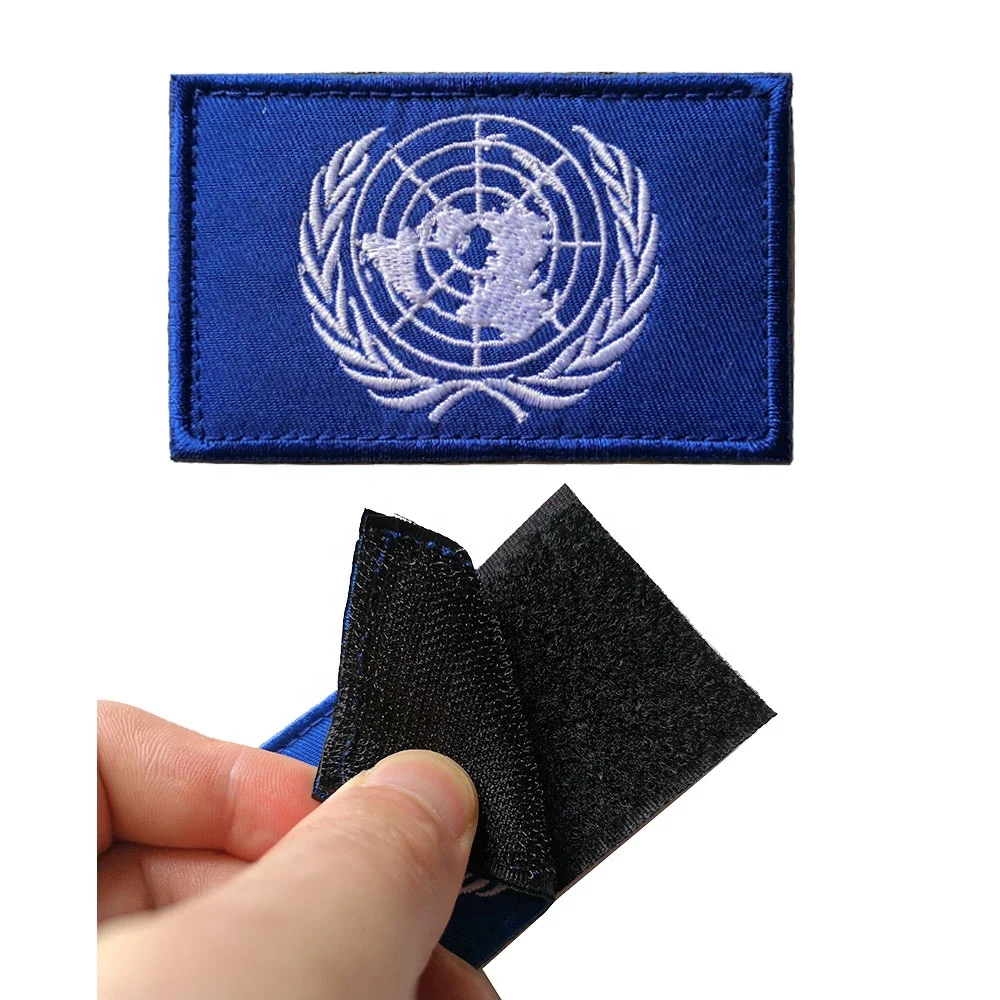the United Nations EU  Emblem Embroidery Armband Label Outdoor Bag Stickers Armband UN Self-Adhesive Embroidery Badges