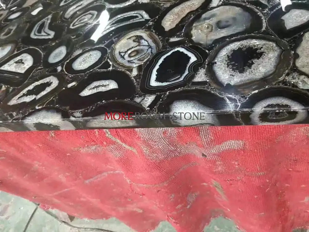 Столешница из драгоценного камня твердого мрамора черного агата