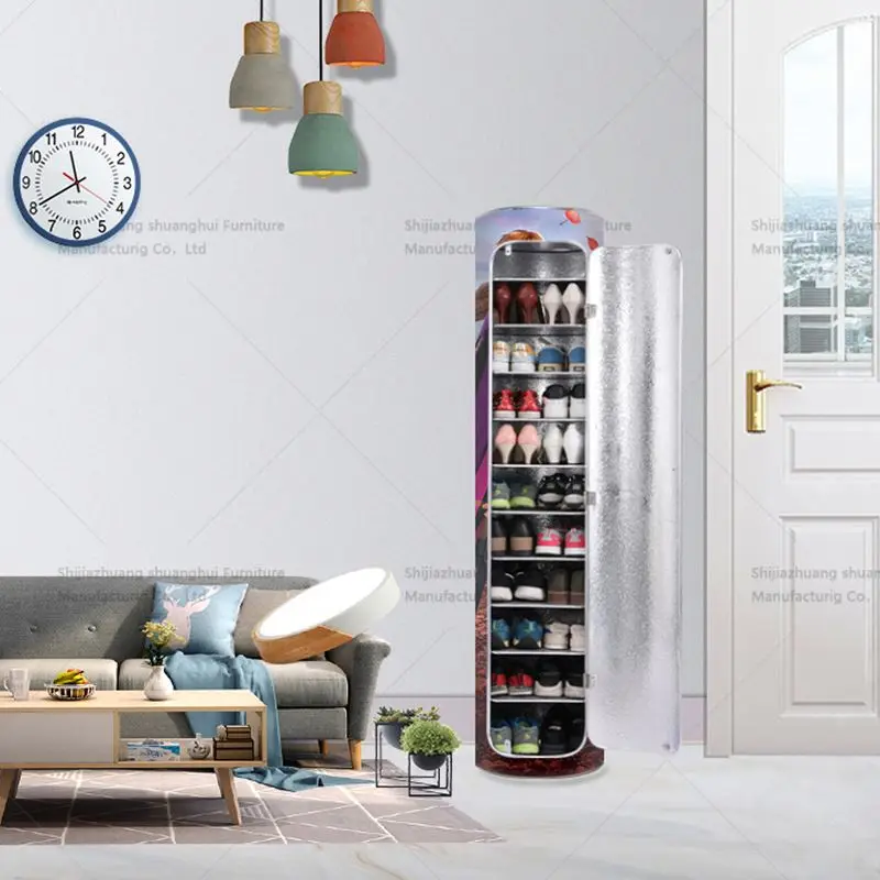 Chinese Suppliers Pvc Rotating Doorway Decoration Waterproof 12 Layers Elegant Shoe Cabinet