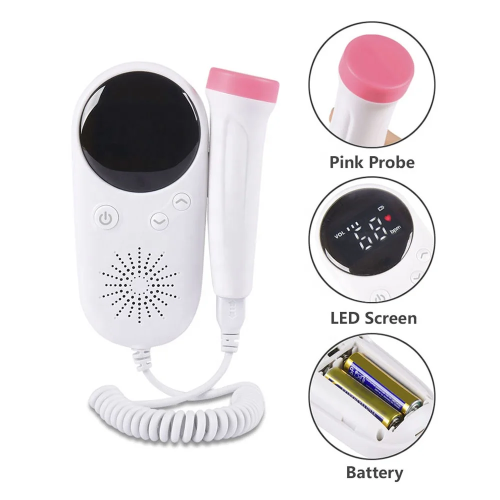 W8-25 Medical Household Pregnancy Led Screen Handheld Mini Doppler Fetal Monitor