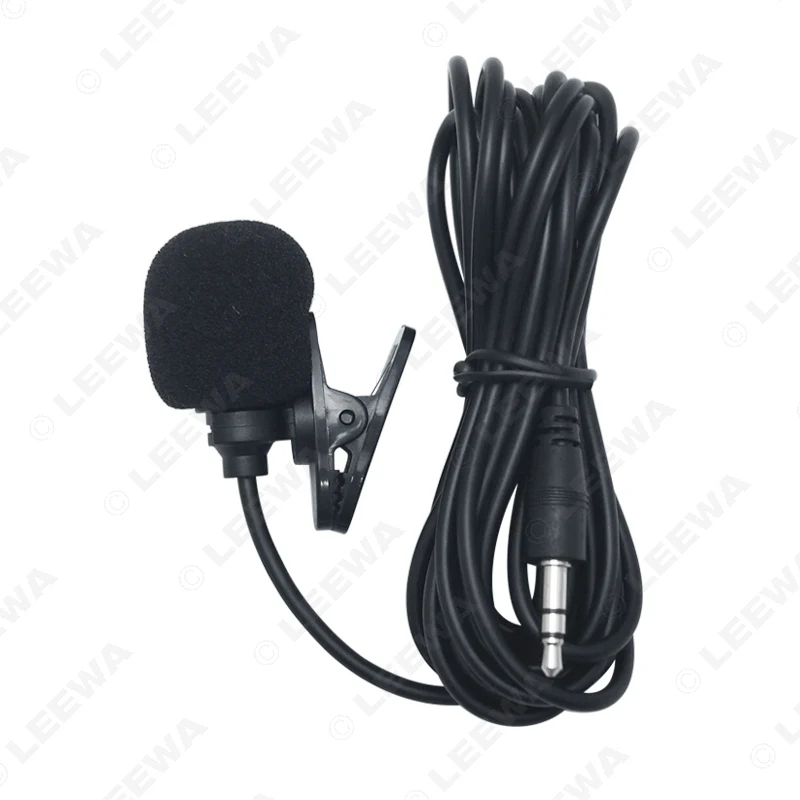 3.5mm TRS Microphone Kit Clip-On For Car GPS Interior Handsfree Calls With Jack and 3M Cable