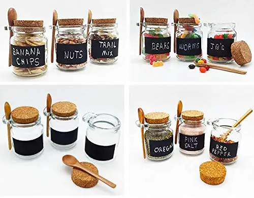 Wholesale Wooden Spoon of glass pudding jar with Cork Stopper