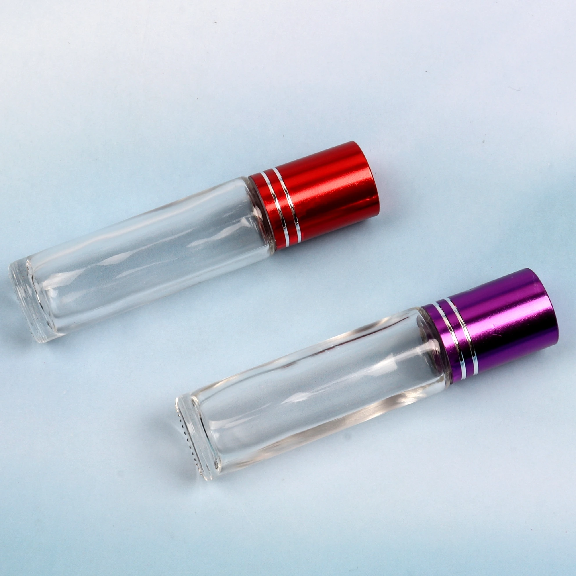 Wholesale 6ML 8ML 10ML transparent clear glass perfume bottle with aluminium cap roll on bottle