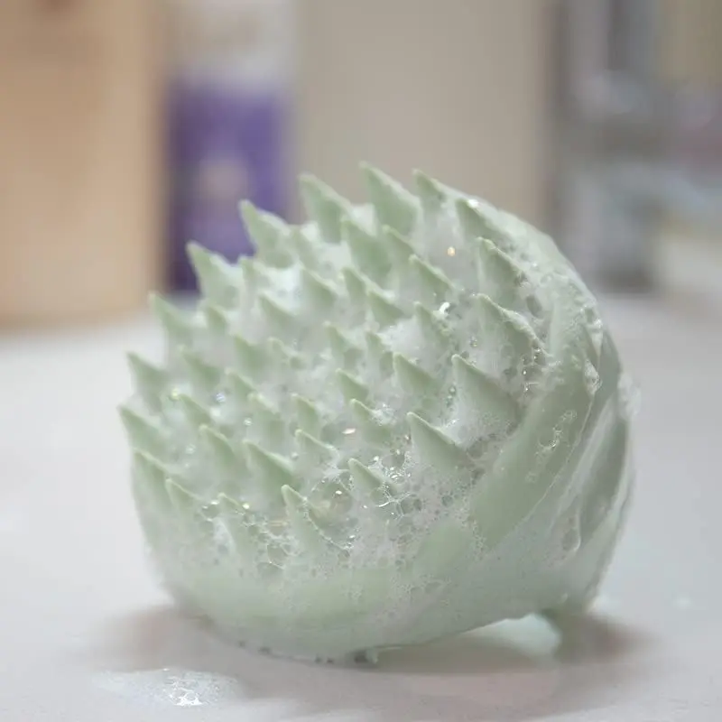Wholesale Eco Friendly Wheat Straw Shampoo Brush Hair Scalp Massager Handheld Scalp Brush Silicone Bristle Scalp Massager