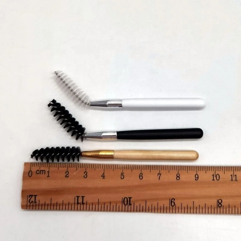 Short Handle Thick Density Bristles Bendable Spoolie Twisted Mascara Brush 8.5cm 9cm Mini Small Eyelash Brush