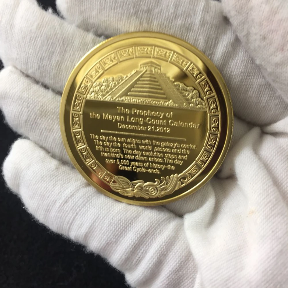 High Quality The Mayan Long-Count Calendar Dec.21 2012 Gold Planted Coin Commemorative Coins