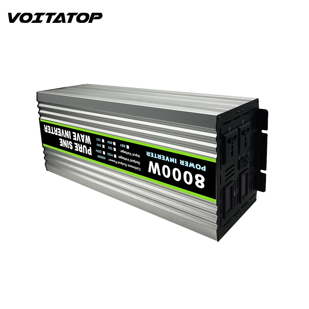 Intelligent 8000w pure sine wave inverter 12v 24v to 220v  50~60hz with Overload protection