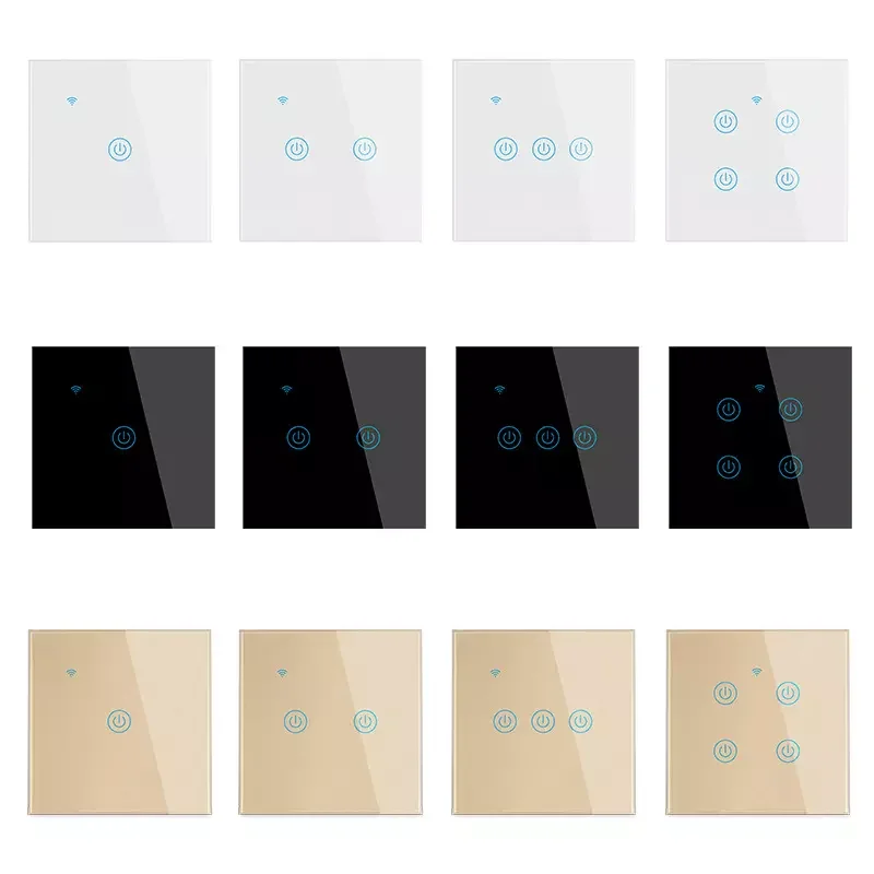 2022 EU/UK standard 1 2 3 4 Gang zigbee wifi Intelligent Smart Home Tuya glass panel touch screen Wall light switch