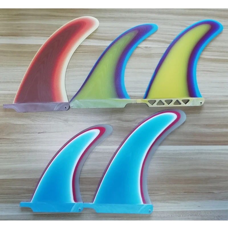 Carbon Striped Center Surfboard Fins Multi-Colored Fiberglass Single Fins SUP Longboard Fins for Surfing