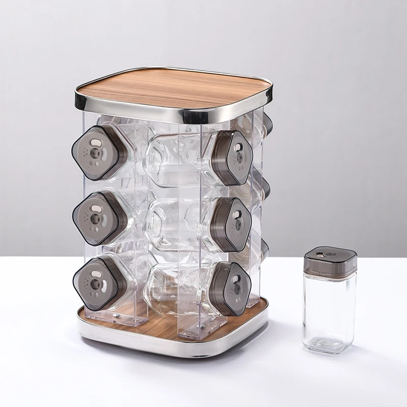 Kitchen Glass Salt Pepper Jars Small Mini Spice Storage Jars Set Accessories Spice Bottle Rack With Lids For Herbs &Spice Tools