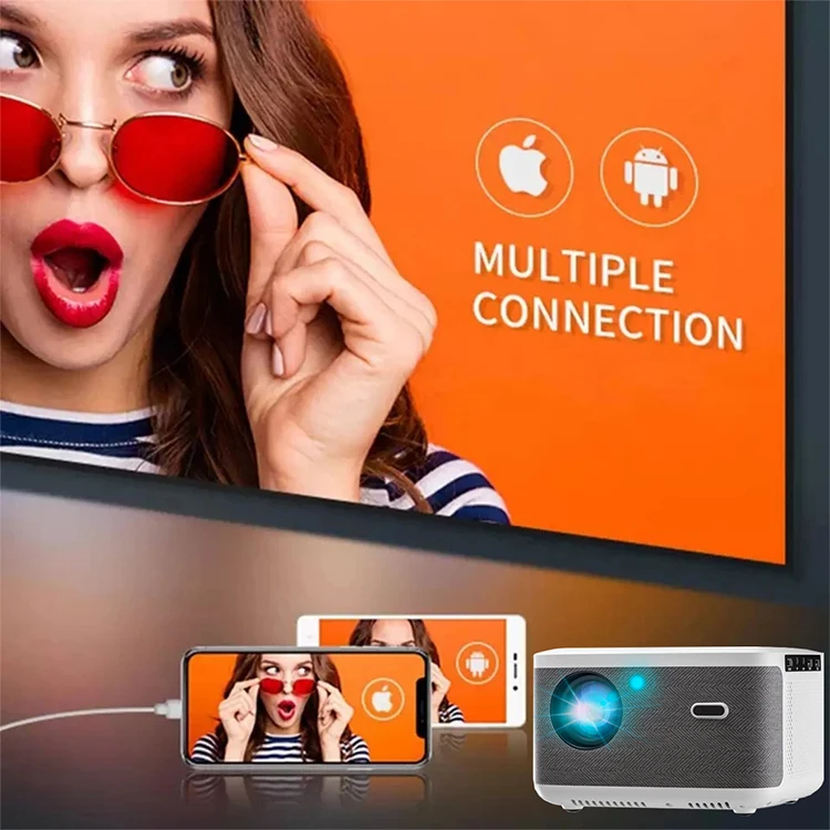 Factory Wholesale Lcd Projector Android 9.0 OS 300 Ansi Lumens Big Screen 1080p Home Theatre smart Projector