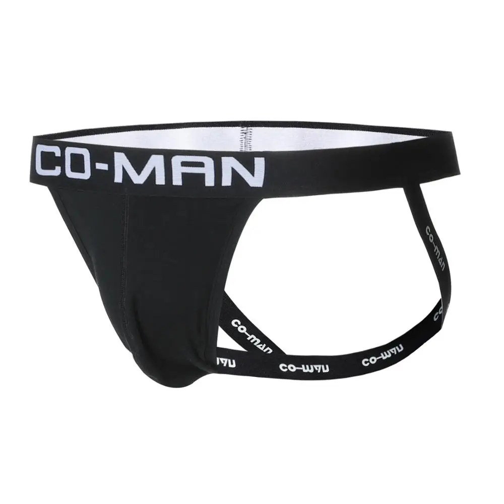 Custom logo stretch underwear knitted cotton sexy men black jockstrap