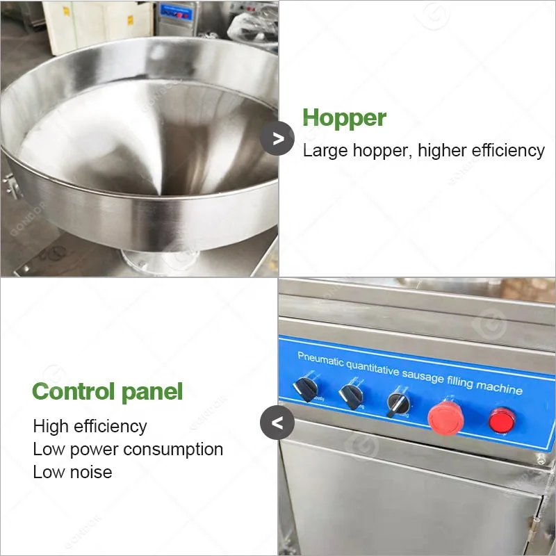Heavy Duty Pneumatic Homemade Electric Russian Industry Sausage Filler and Clipper Twist Machine Small