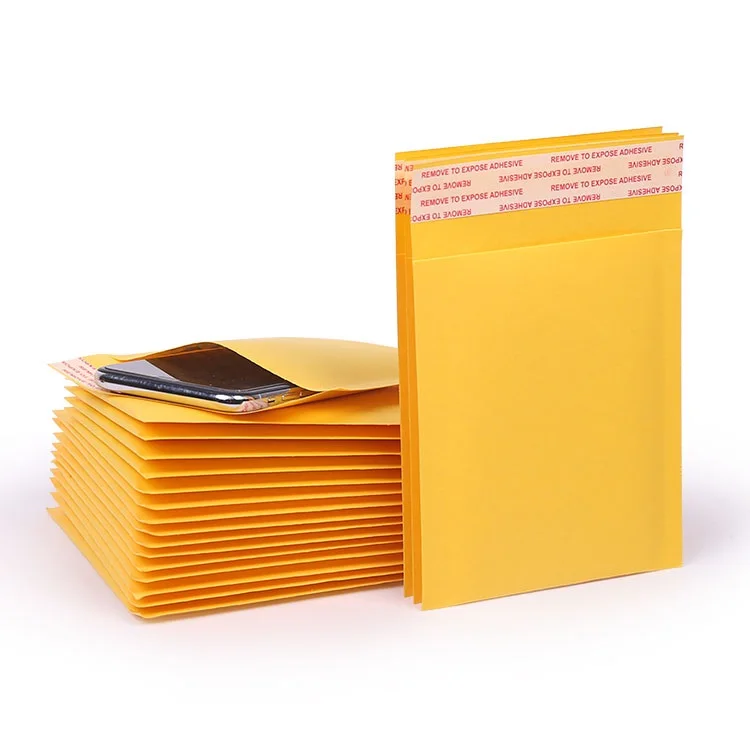 Hotsale Waterproof  Custom ECO Poly Yellow Kraft Paper Bubble Mailer Bag Express Delivery Packing Bag Self Adhesive Envelope Bag