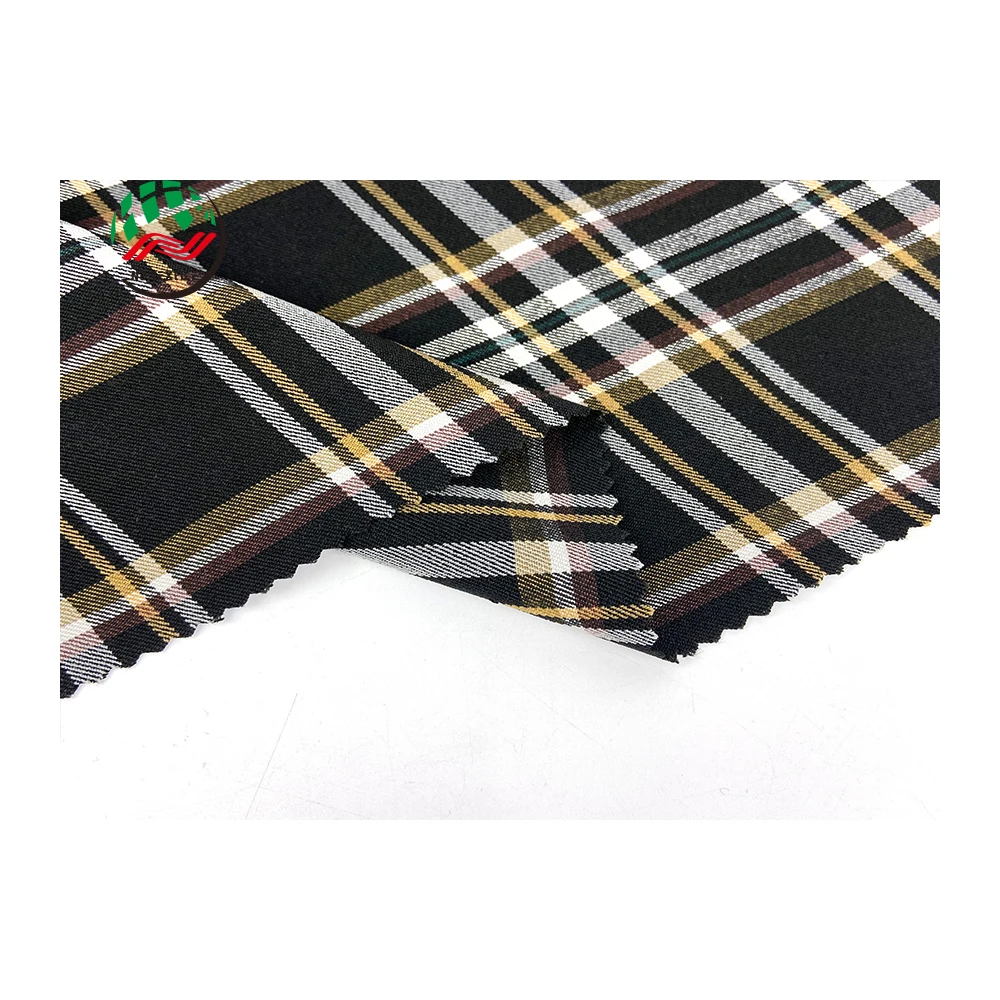 Customizable 265gsm Spandex Polyester Stretch Fabric Plaids Twill Tr Bengaline Fabric For Trousers