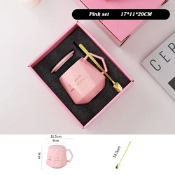 Creative ceramic mugs coffee mugs with handle and lid diamond-shaped porcelain mugs with gift box