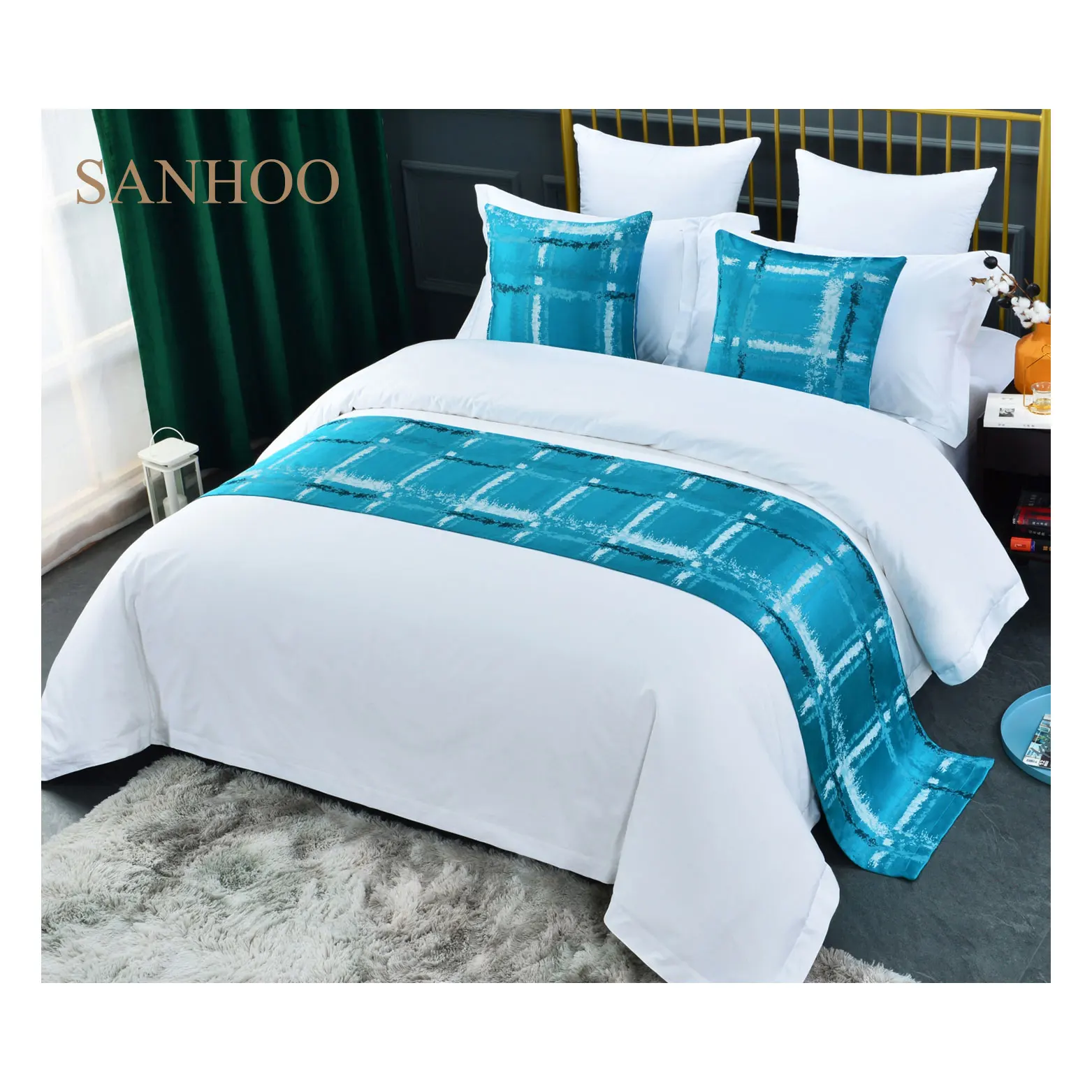 SANHOO Single Size Bedding Cover Decoration 5 Star Hotel Throw Blanket Scarves Bed Runner Luxury