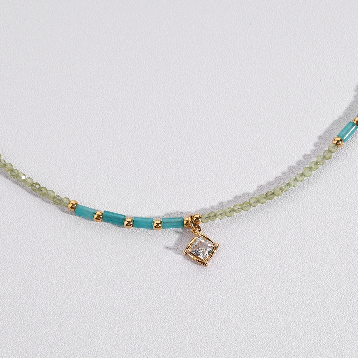 New Hot Selling Natural Stone Seed Beads Zircon Charms Pendant Women Fashion Necklace Jewelry