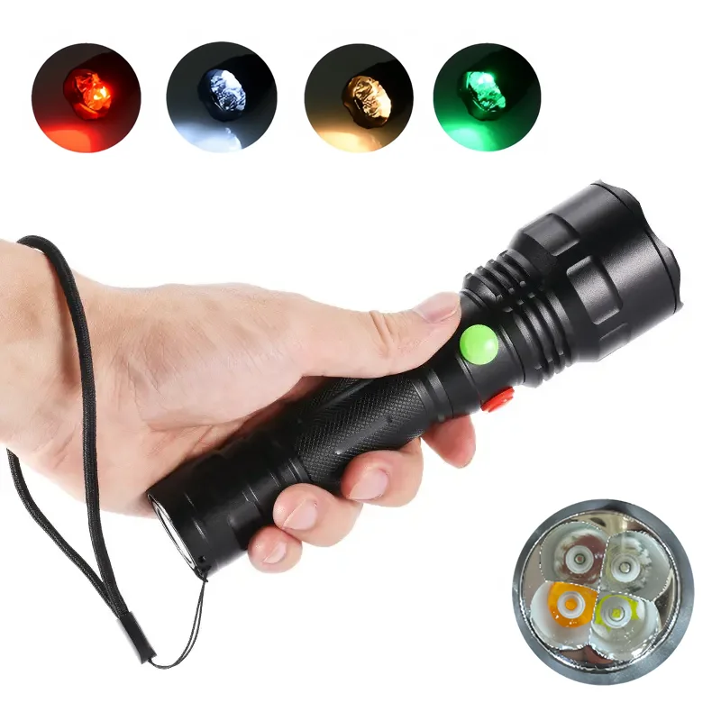 Multifunctional 4-Color LED Railway Signal Torch Strong Magnetic Rechargeable Battery IP65 Traffic Bright Light