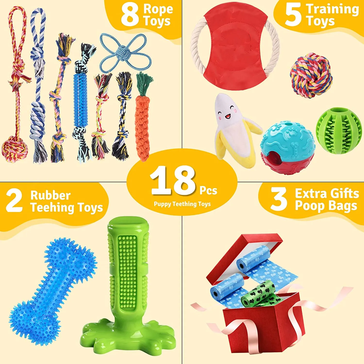 Kingtale Pet Supplies Dog Chew Toys Puppy 18 Pack Puppies Teething Chew Toys With Dog Toys Pet Accessories of pet supplies