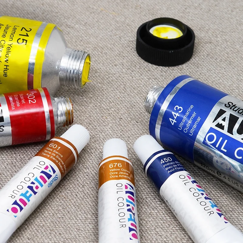 AUREUO Factory Price Aluminum Tube Small Artist 200ml Oil Paints Colors For Arts