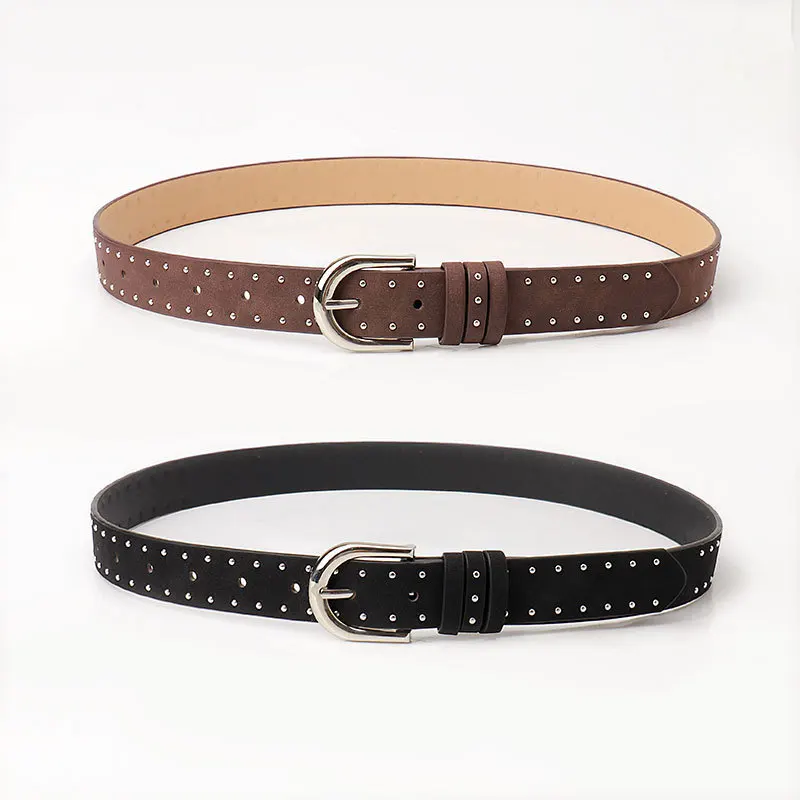 Female Casual Needle Buckle Wide Belts Soft Suede PU Waist Belt for Ladies Dress Jeans Simple Western Studs Women Belt