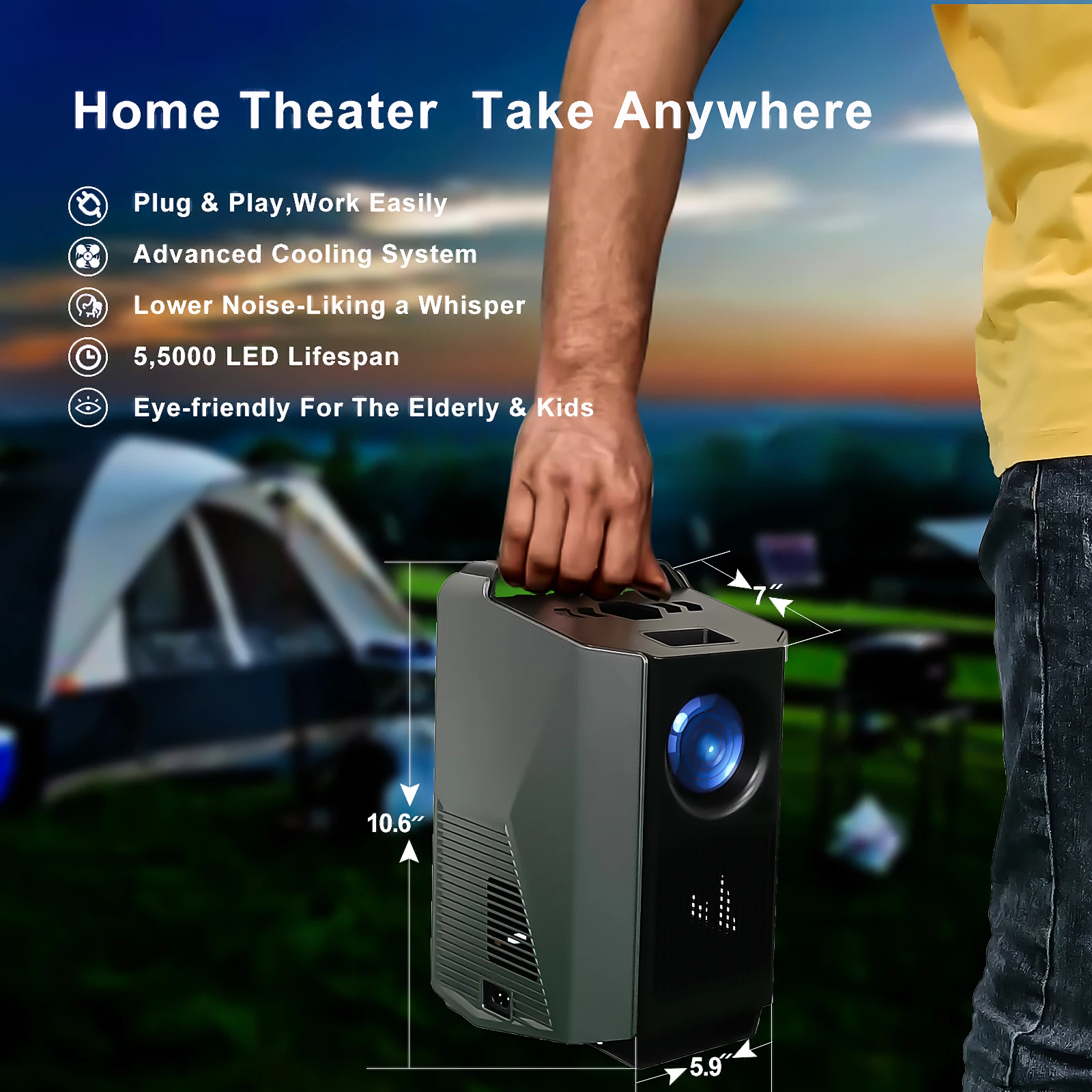 Android 9.0 System 4k 1080p H2 Projector Mini Smart Dlp WIFI Projector