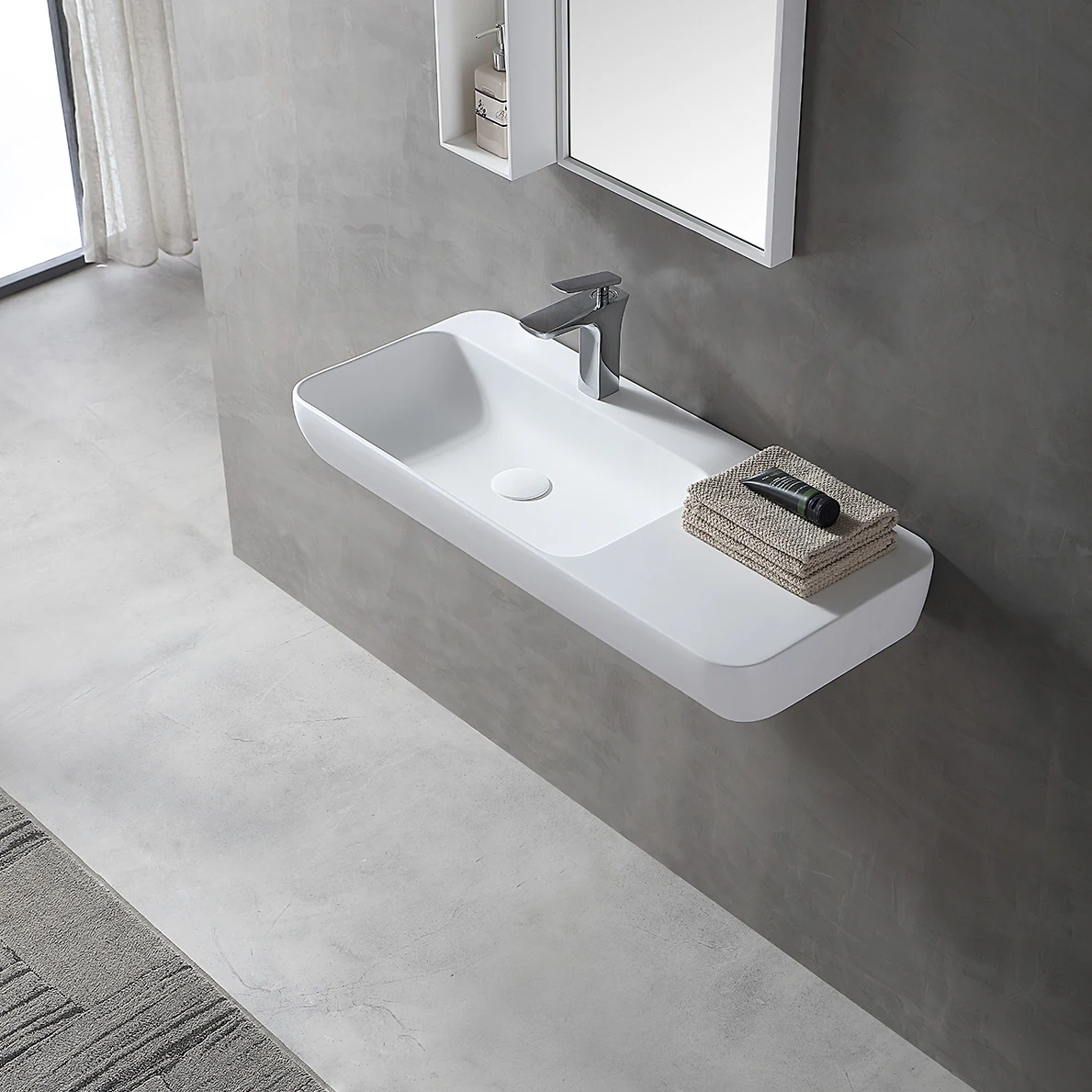 bathroom sink wall Hung sink solid surface stone basin cast stone basin resin stone sink