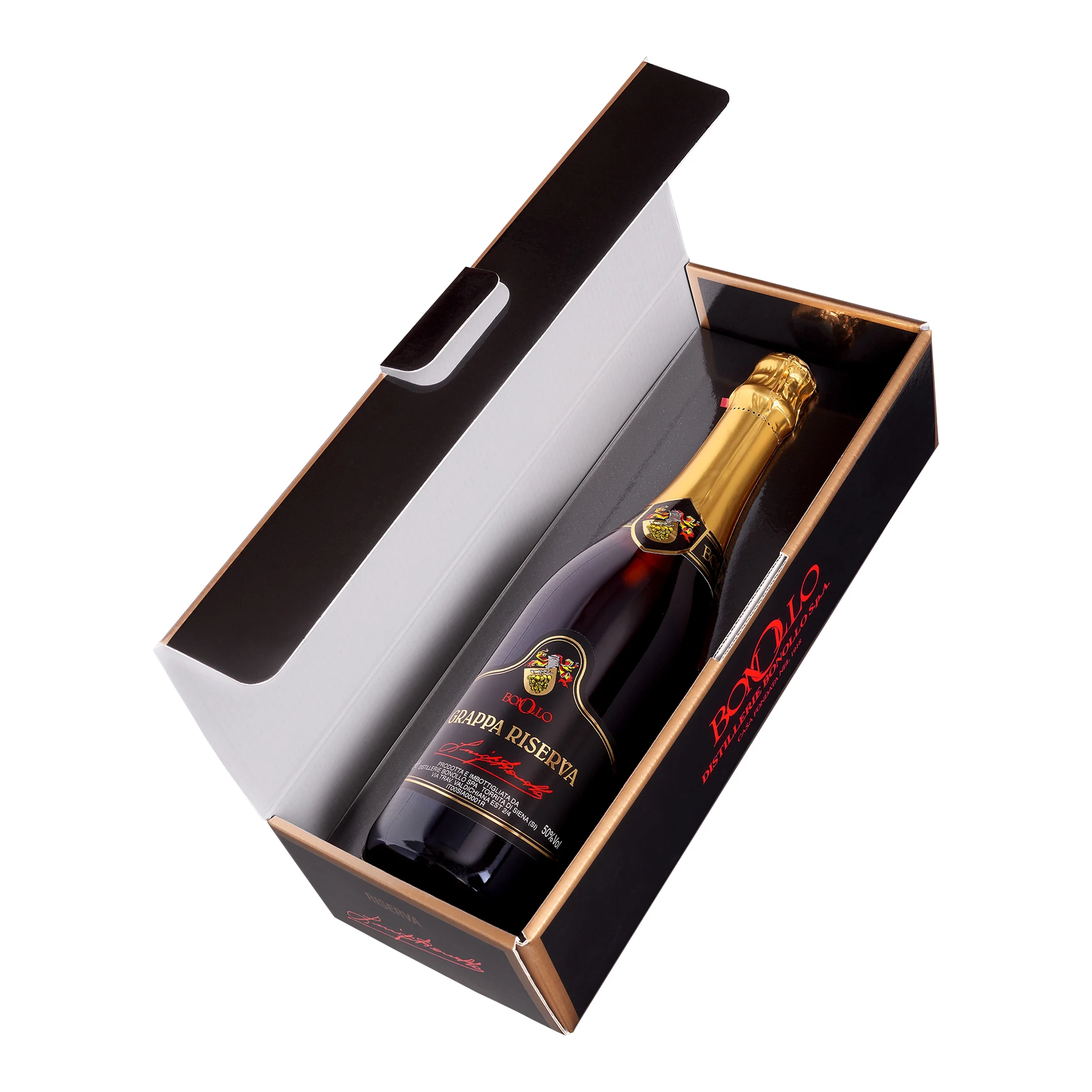 PREMIUM QUALITY GRAPPA RISERVA LUIGI BONOLLO AGED 18 MONTHS IN OAK, MADE IN ITALY, 700ml STRONG SPIRIT