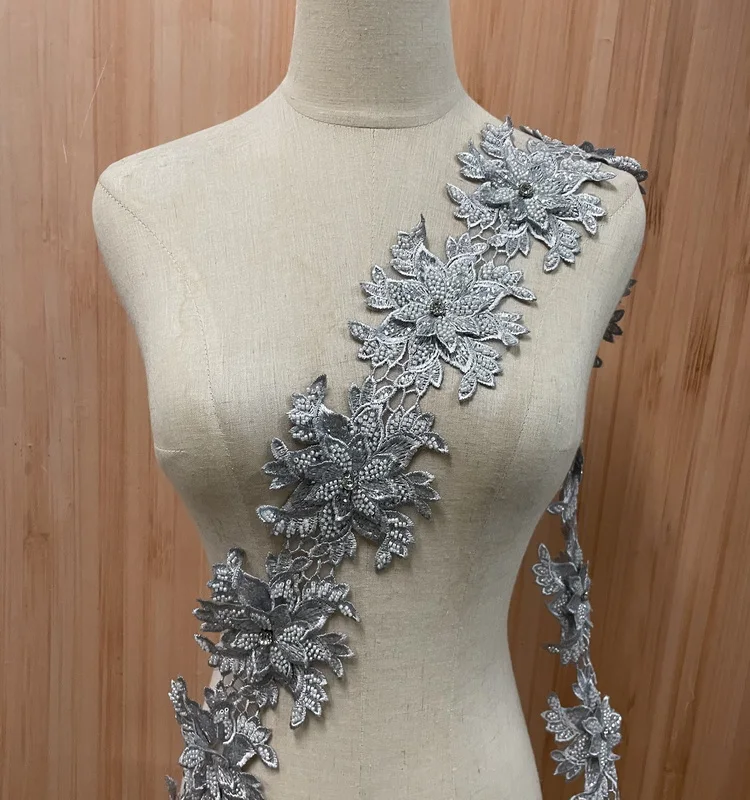 Wholesale clothing 3d flower lace embroidery fabric embroidery lace