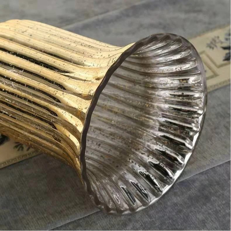 vase home decor Metal plated Copper Italy Outline Glass  flower vase