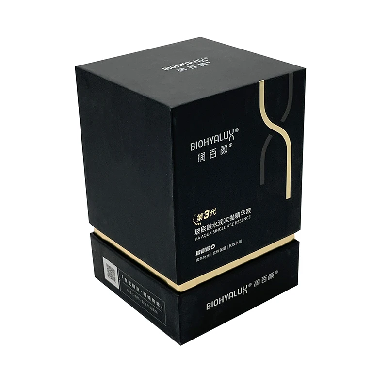 Luxury Card board Base Lid Gift Box with logo gold foil with internal fixing sponge product with high perfume and cosmetic box