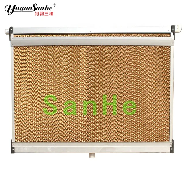 Cellulose paper cooling pads with frame for poultry houses