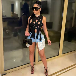 2021 New Summer Cloth Matching Elastic Stretch White Crop Top Women T Shirt Tight Top Women Designer t-Shirt