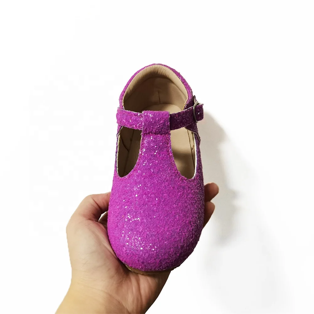 Stock Glitter Leather Kids Ballet Mary Jane Flat Dress Shoe Girls T Strap Christmas Gift Shoes