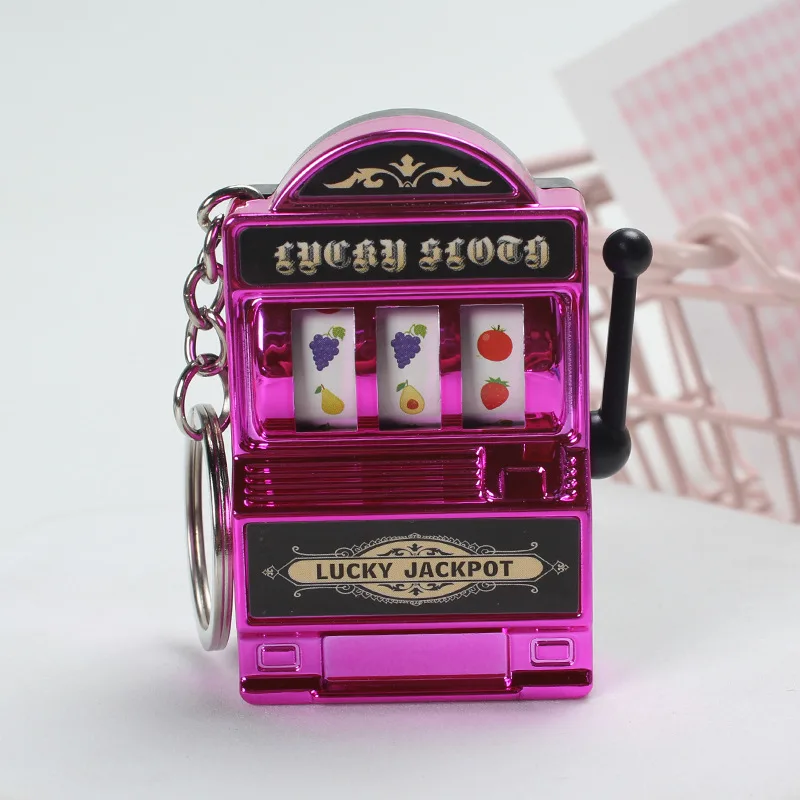 Mini Gambling Slot Machine Key Chains Pocket Fruit Lucky Jackpot Gadget Antistress Toys Funny Games keychain game