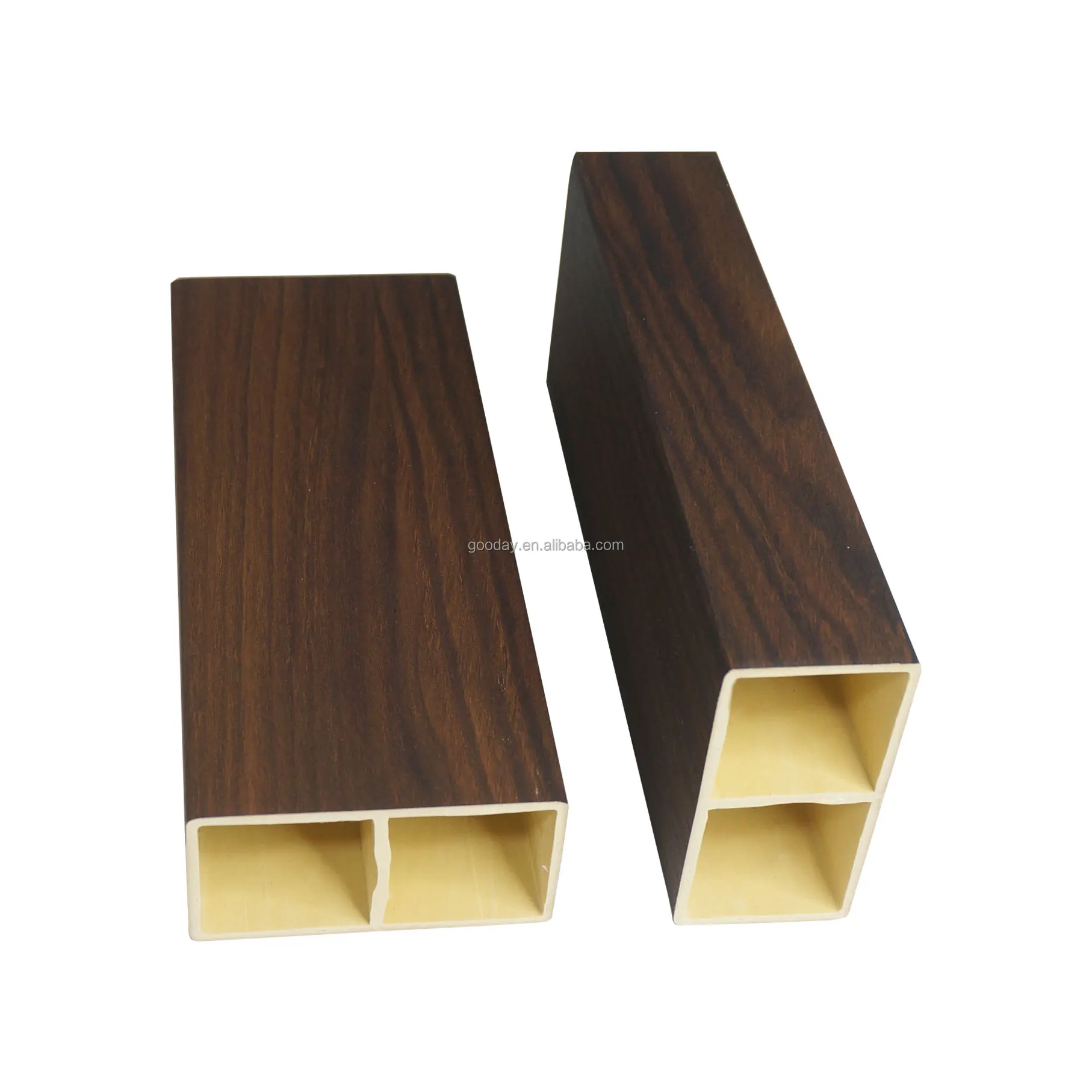 Eco-friendly Interior Decoration Partition WPC Timber Tubes Hollow Wood-plastic Tube Beams PVC Wooden Grain Column