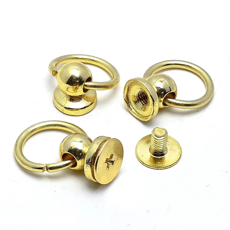 Bag Accessories Screwback Ball Studs Round Head Rivet with Pull Ring for Purse Wallet Phone Case