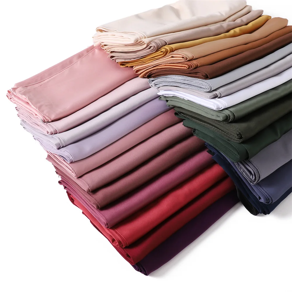 NEW 110*110cm High Quality Customized Tudung Ladies Solid Color Satin Scarf Shawl Wrap Muslim Hijab Women Matte Stain Silk Hijab