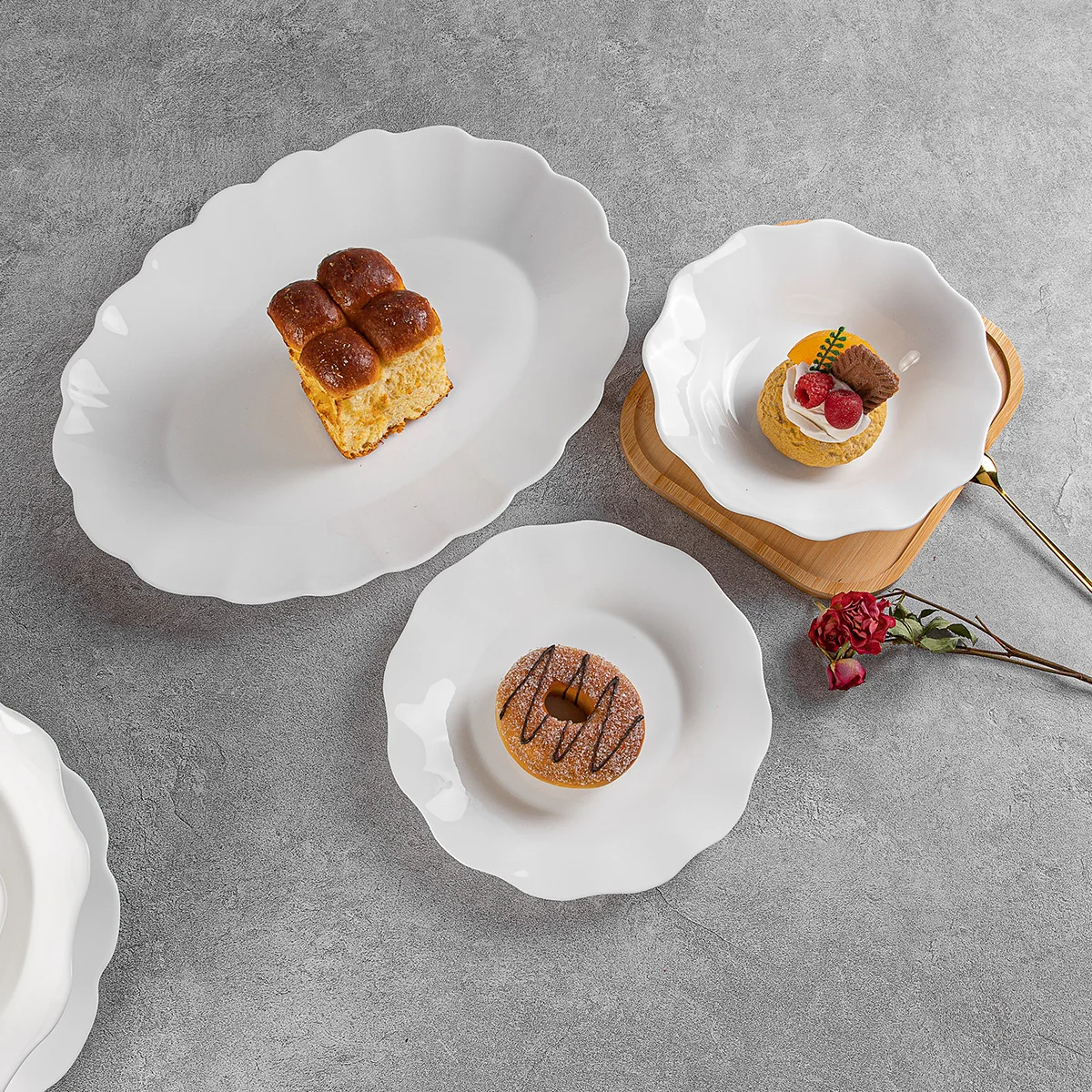 Роскошная посуда Опаловая стеклянная стеклянные обеденные тарелки белые картонная минималистская круглая Суповая тарелка пятнистая для рыбы