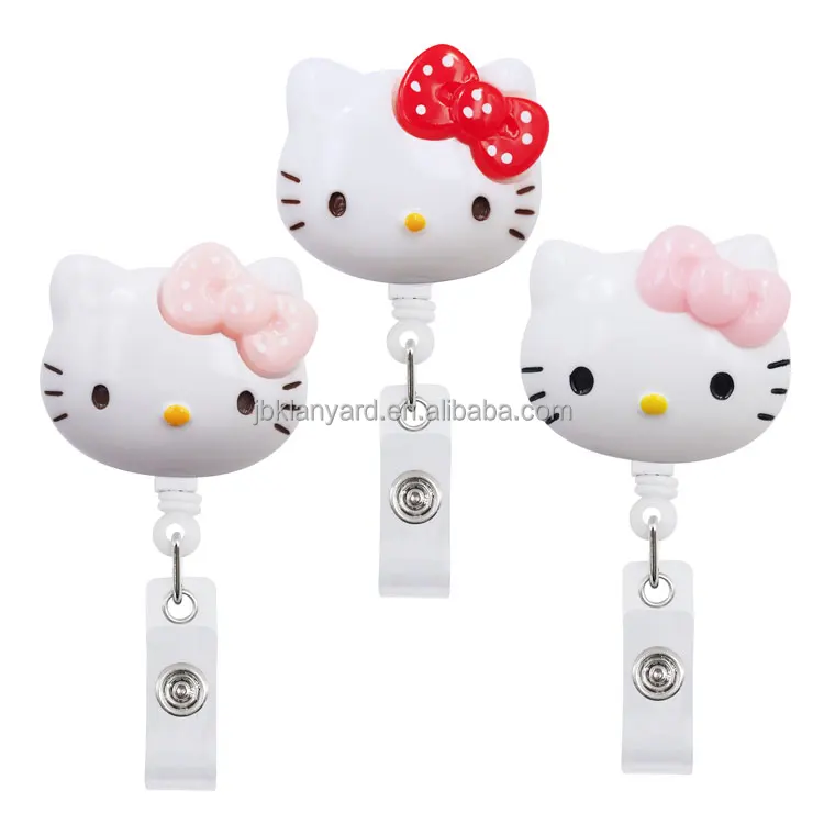 Custom resin cartoon cat 360 Degree Retractable Badge reel Holder Id Card Holder