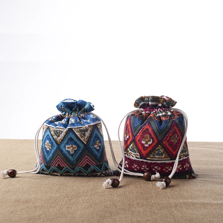 Bundle Pouch Wholesale Vintage Printed Fashion Bag Fabric Pouch Packaging