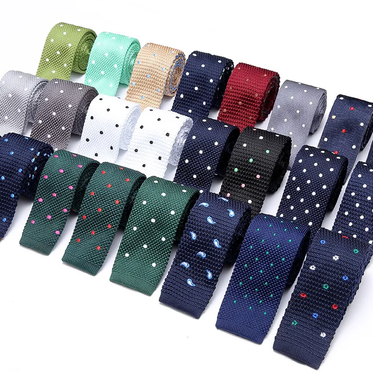 Cross-border sources adult men and women couples tie embroidered flat head tie fashion casual polka dot pattern trend tie